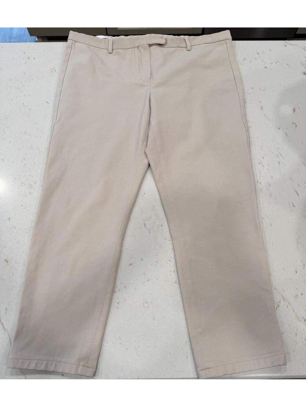 Max Mara Cropped Khaki Straight Leg Pants Size US 14